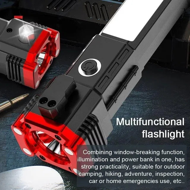 8-in-1 Rechargeable LED Torch – Work Light, Power Bank & Car Tools